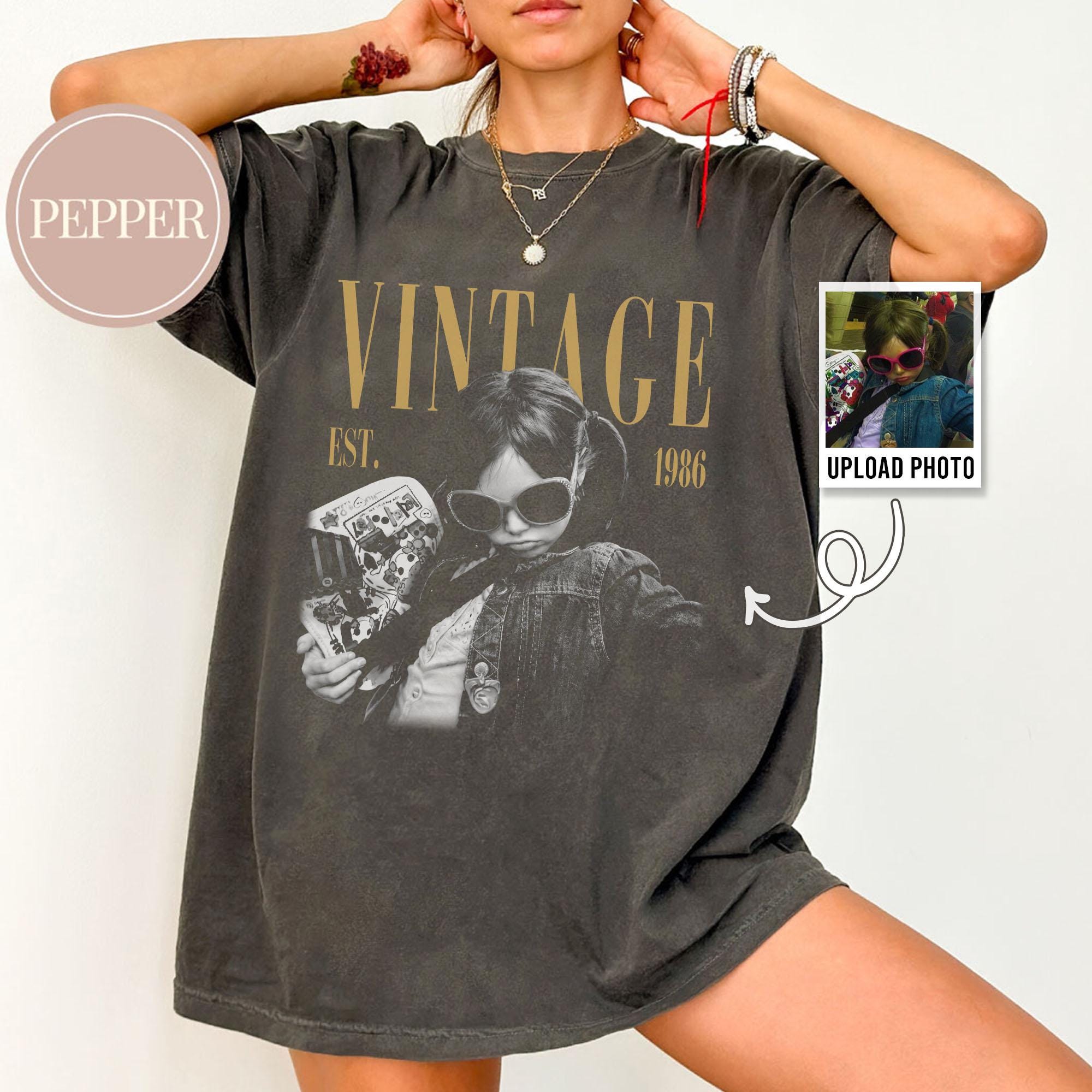 Personalised Vintage Photo And Year Shirt, Custom Picture Birthday Shirt, 30th Birthday Gift, 40th Birthday Gift, Retro 30th Birthday Shirt