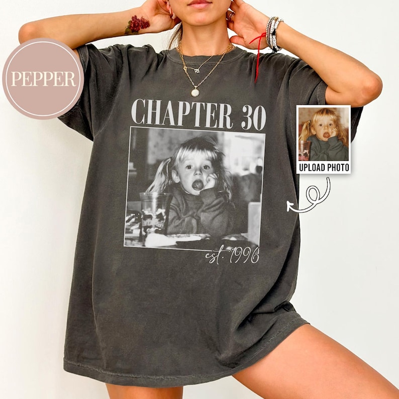 Custom Photo Chapter 30 Birthday Shirt, Personalized Milestone Birthday Tee, Turning 30 Shirt, Matching Birthday Squad Outfit, Birthday Gift image 1