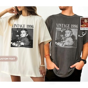 Personalised Vintage Photo And Year Shirt, Custom Picture Birthday Shirt, 30th Birthday Gift, 40th Birthday Gift, Retro 30th Birthday Shirt image 3