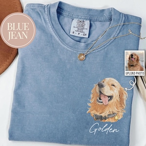 Custom Watercolor Pet Face Comfort Color Shirt, Custom Pet Photo Shirt, Pet Portrait Shirt, Dog Lover Gift, Cat Lover Gift, Pet Memorial bild 3