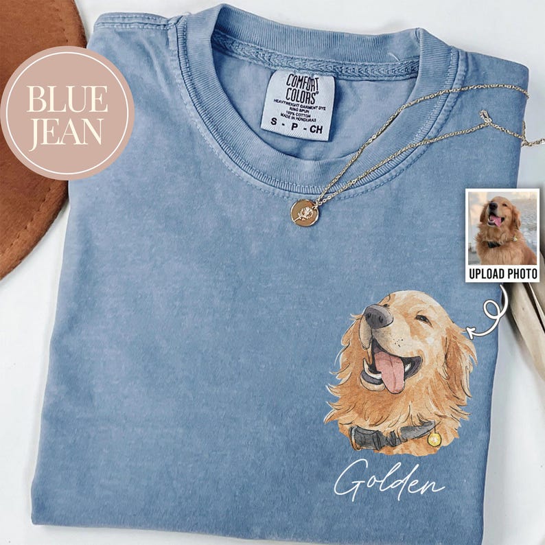 Custom Watercolor Pet Face Comfort Color Shirt, Custom Pet Photo Shirt, Pet Portrait Shirt, Dog Lover Gift, Cat Lover Gift, Pet Memorial bild 3