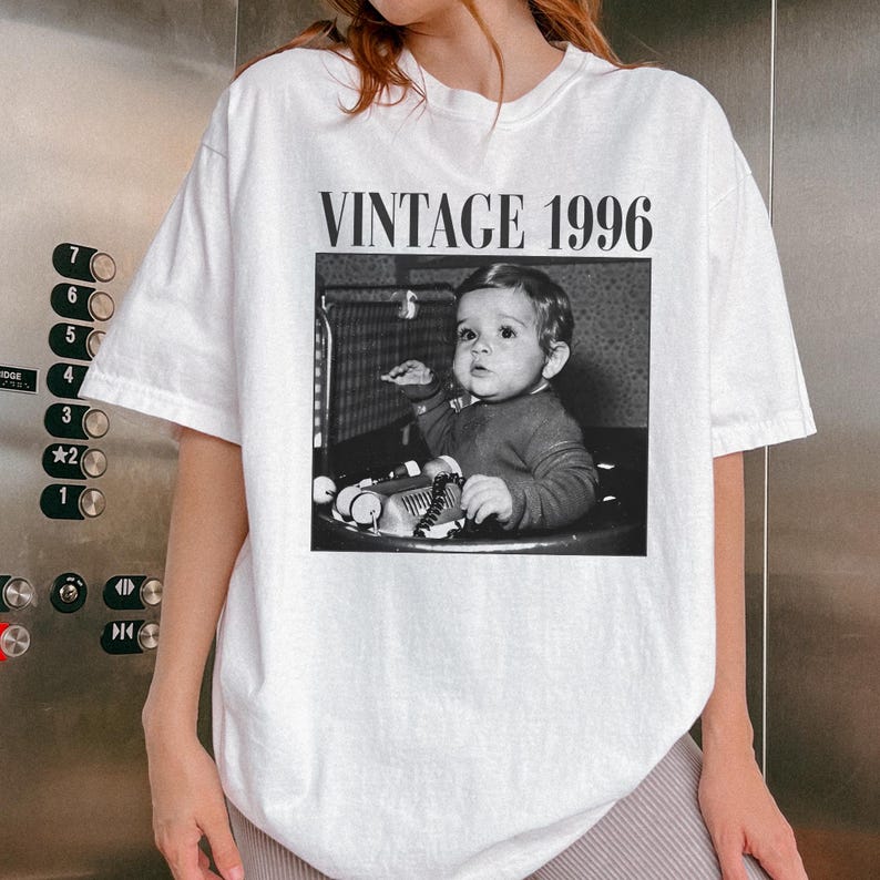 Personalised Vintage Photo And Year Shirt, Custom Picture Birthday Shirt, 30th Birthday Gift, 40th Birthday Gift, Retro 30th Birthday Shirt image 6