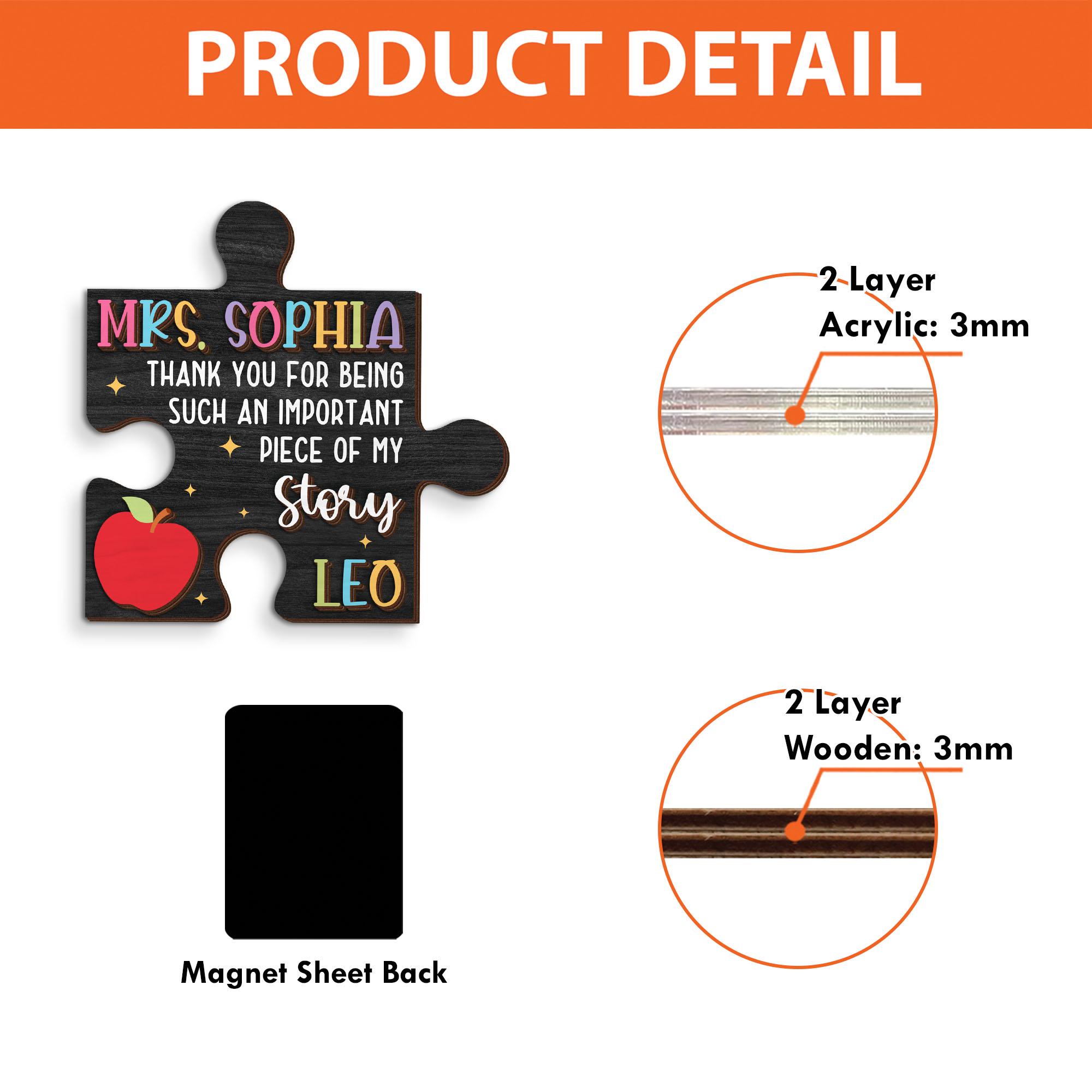 Personalized Teacher Puzzle Piece Magnet, Thank You for Being Such an ...