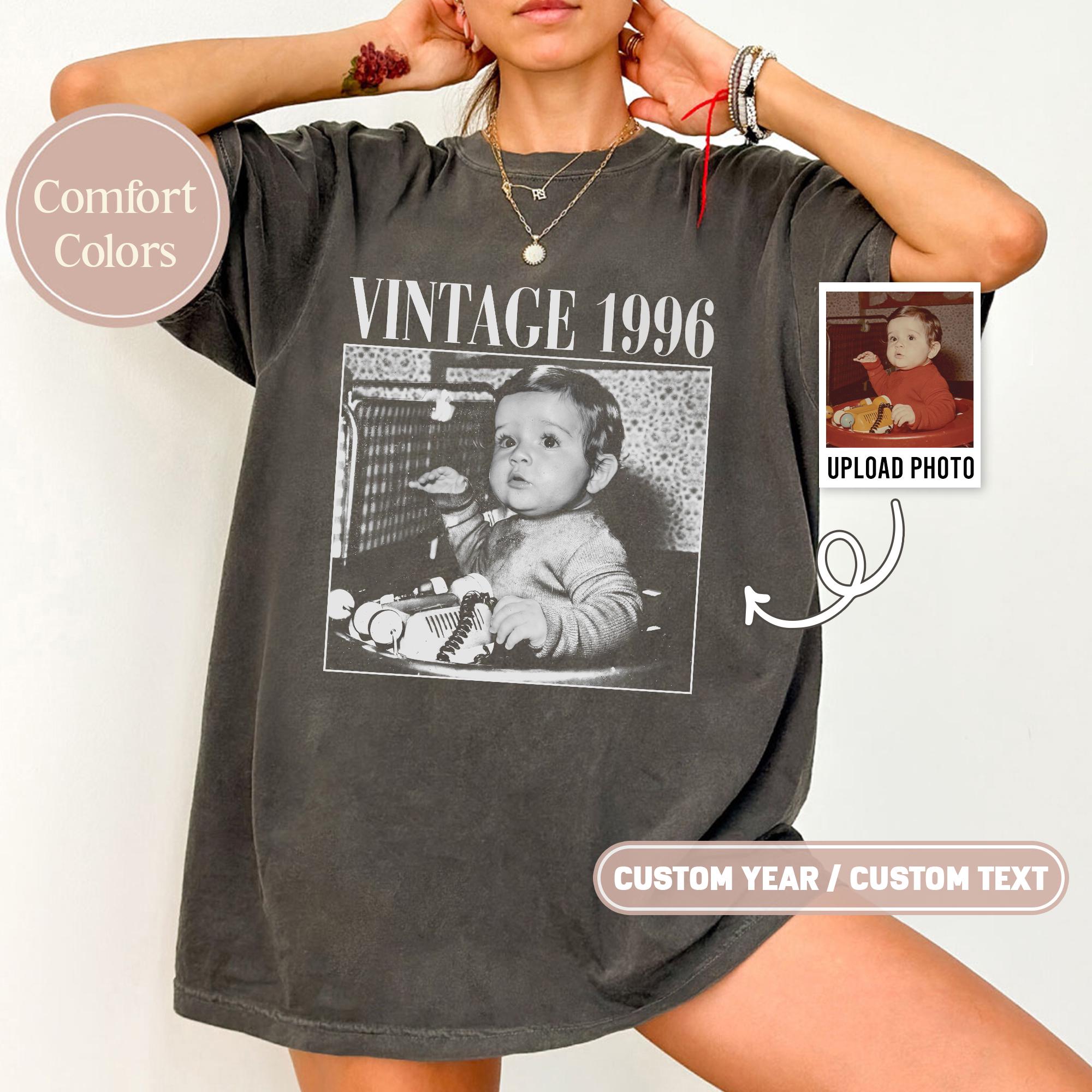 Personalised Vintage Photo And Year Shirt, Custom Picture Birthday Shirt, 30th Birthday Gift, 40th Birthday Gift, Retro 30th Birthday Shirt