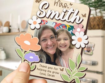 Custom Photo Teacher Magnet, Personalised Teacher Photo Frame Magnet, Teacher Appreciation Gift, Thank You Teacher Gift, Back To School
