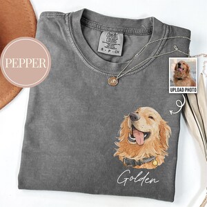 Custom Watercolor Pet Face Comfort Color Shirt, Custom Pet Photo Shirt, Pet Portrait Shirt, Dog Lover Gift, Cat Lover Gift, Pet Memorial bild 2