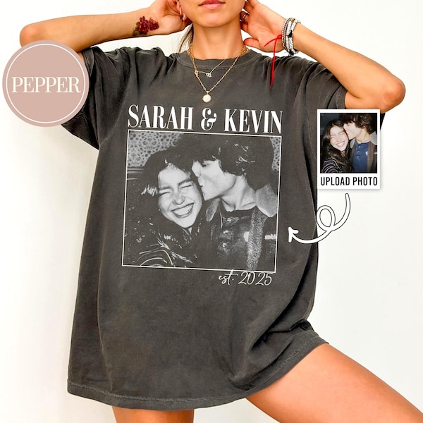 Personalized Couple Shirt, Custom Photo Engagement Comfort Colors Shirt, Vintage Couple Picture Shirt, Wedding Anniversary Gift, Couple Gift