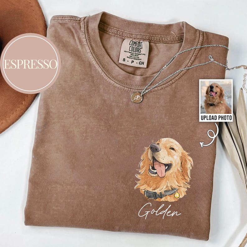 Custom Watercolor Pet Face Comfort Color Shirt, Custom Pet Photo Shirt, Pet Portrait Shirt, Dog Lover Gift, Cat Lover Gift, Pet Memorial bild 1