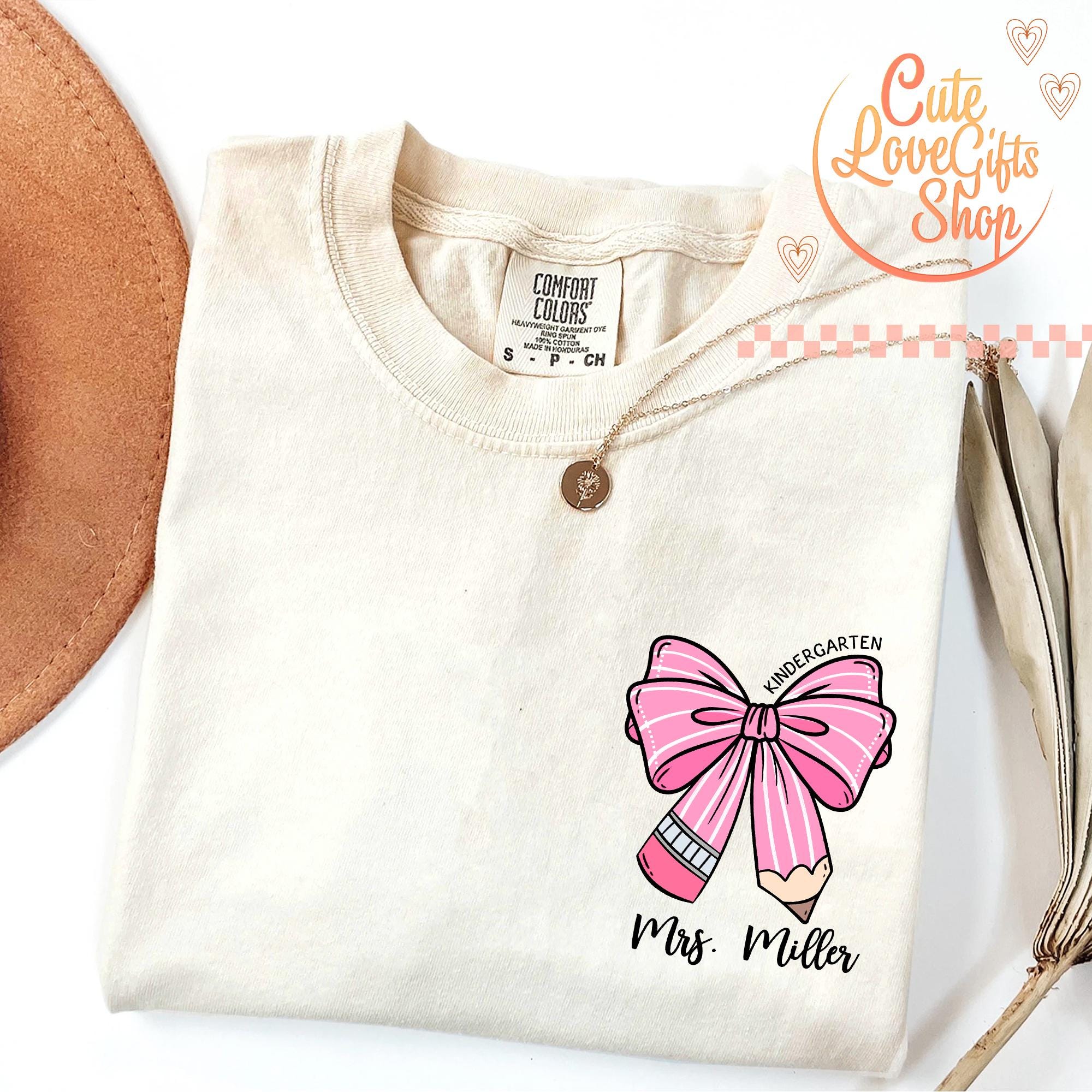 Custom Teacher Coquette Bow Sweatshirt, Custom Teacher Name Shirt, Teacher Appreciation Gift, Cute Teacher Christmas Shirt, Back To School