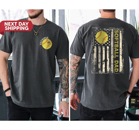 Custom Softball Dad Shirt, Father's Day Gift For Sports Dad, Baseball Lover Dad Birthday Gift, Proud Softball Fan Dad, Softball Coach Shirt