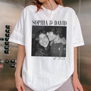 Personalized Couple Shirt, Custom Photo Engagement Comfort Colors Shirt, Vintage Couple Picture Shirt, Wedding Anniversary Gift, Couple Gift Bild 4
