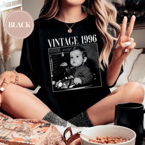 Personalised Vintage Photo And Year Shirt, Custom Picture Birthday Shirt, 30th Birthday Gift, 40th Birthday Gift, Retro 30th Birthday Shirt image 4