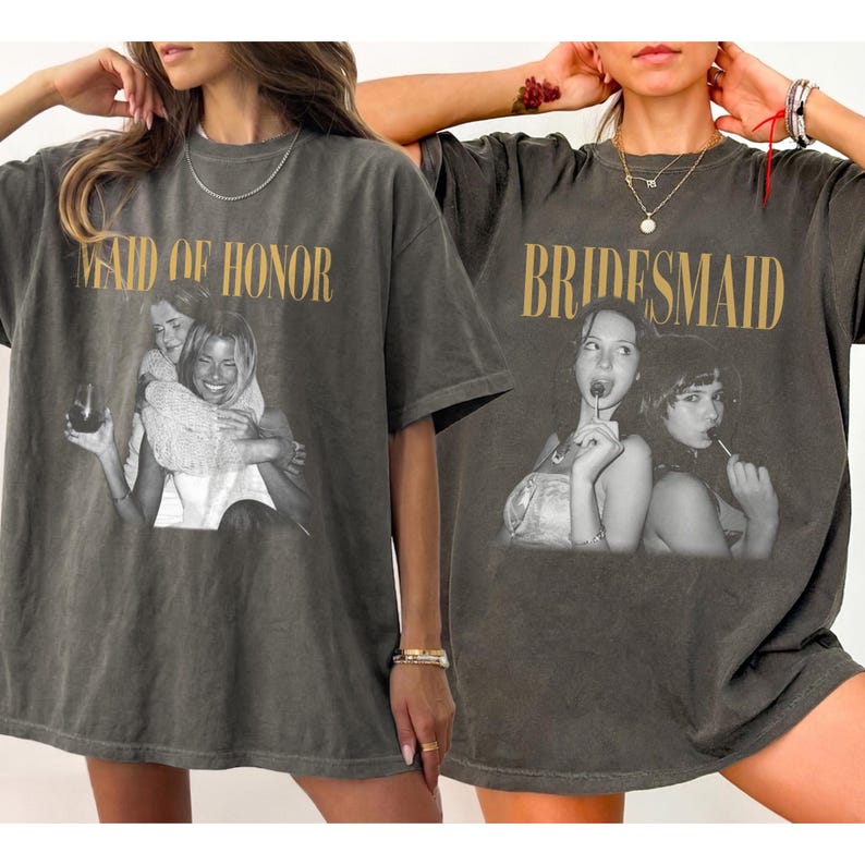 Personalised Maid of Honor Shirt, Comfort Colors Custom Photo Bridesmaid Shirt, MOH Bachelorette Party Tee, Team Bride, Bridal Shower Gift Bild 1