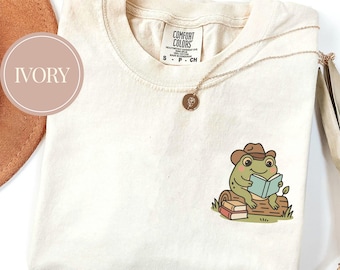 Comfort Colors Reading Frog Shirt, Bookish Frog Shirt, Book Lover Gift, Funny Frog Reading Shirt, Book Shirt, Reading Shirt, Frog Shirt