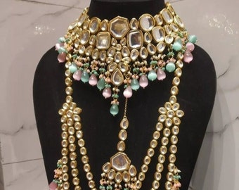 Conjunto de Jadau Kundan inspirado en Sabyasachi nupcial de alta calidad/Conjunto de novia Kundan verde/Conjunto de novia indio/Boda india/Raani Haar/Joyería india
