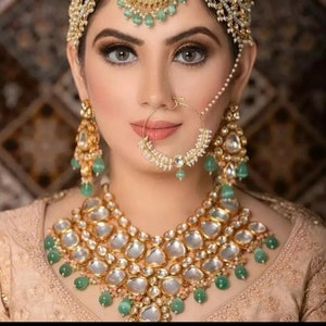 Gold Plated Mint Light Pink Ruby Jadau Kundan Meenakari Choker Set With Earrings And Maagtikka/Sabyasachi Inspired Jewelry Set/Pastel