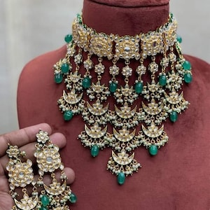 Colar gargantilha de noiva Jadau Kundan em ouro / Gargantilha indiana / Gargantilha Kundan fina / Joias de casamento indianas / Colar Sabyasachi / Joias paquistanesas