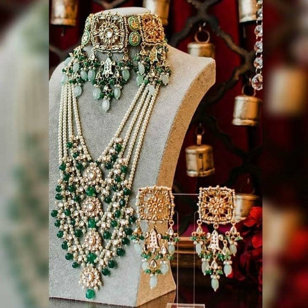 Designer Kundan Haar,Tanjore kundan jewelery,bridal kundan haar,multi color kundan haar,sabyasachi bridal set,kundan set,Indian kundan.
