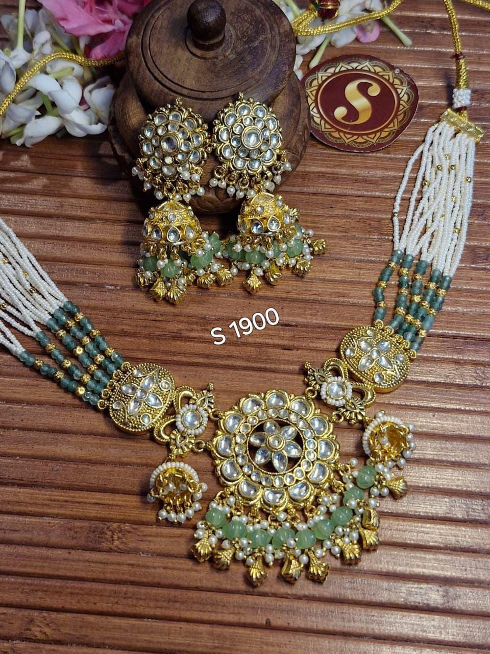 Real Pachi Kundan Necklace,rajsathani Jewelry,rajwada Haar,indian