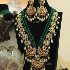 Pearl Kundan Long Fusion Necklace • Dual Tone, Oxidized Necklace • Long Indian Necklace• Indian Jewelry • Sabyasachi Jewelry