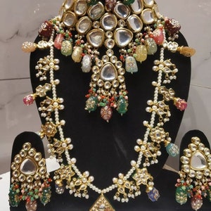 Fine Quality Bridal Sabyasachi inspired Jadau Kundan set/Green Kundan Bridal Set/Indian Bridal set/Indian wedding/Raani Haar/Indian jewelry