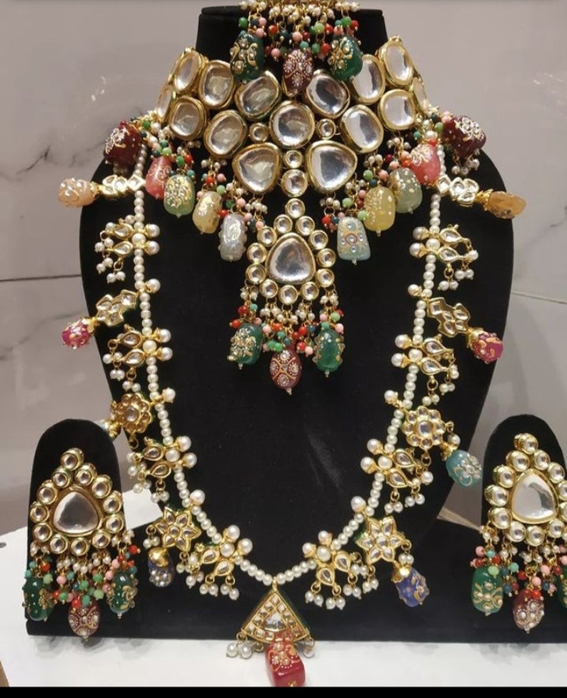 Fine Quality Bridal Sabyasachi inspired Jadau Kundan set/Green Kundan Bridal Set/Indian Bridal set/Indian wedding/Raani Haar/Indian jewelry