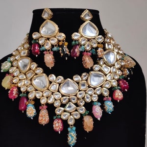 Very High Quality Pink Jadau Kundan Bridal choker Necklace /Indian choker/ Fine Choker/ wedding jewelry/Sabyasachi Necklace/ Free Shipping