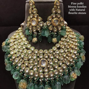 High Quality Fine Gold Plated Uncut Kundan Heavy Bridal Swt with Maangtikka And Nath/Sabyasachi Inspired Bridal Set/Jadau set