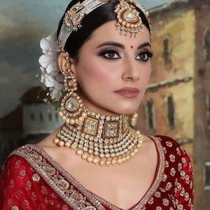 Sabyasachi inspired kundan jewelry/Jodha Akbar kundan bridal set, Royal kundan set, kundan bridal necklace, heavy kundan chokers