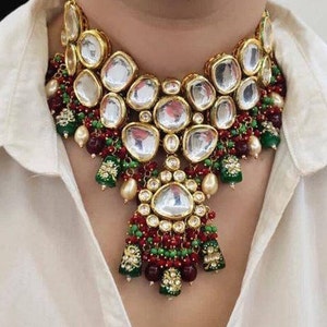 Jadau Kundan Necklace Set / Indian Jewelry Set / Indian Necklace Set /Bollywood Jewelry / Kundan Necklace / Punjabi Jewelry /Polki Jewelry