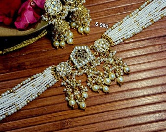 Gargantilla Pacheli Kundan, delicado collar para ella, gargantilla de oro, gargantilla de perlas, diseño dorado, gargantilla jadau de oro, collar jadau sin cortar