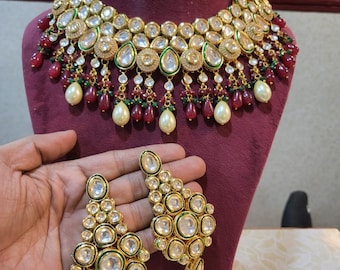 Set di choker Kundan/Gioielli indiani/Gioielli da sposa/Set di collane festive/Set di choker da festa/Set di gioielli da sposa