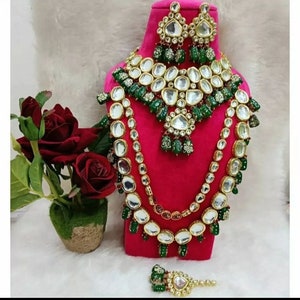 Fine Quality Bridal Sabyasachi inspired Jadau Kundan set/Green Kundan Bridal Set/Indian Bridal set/Indian wedding/Raani Haar/Indian jewelry