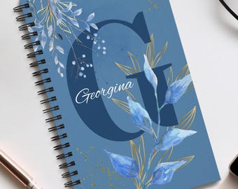 Personalized notebook with name, gift for a colleague or friend, A5 blank, dotted and lined notebook, Christmas gift, watercolor lettering