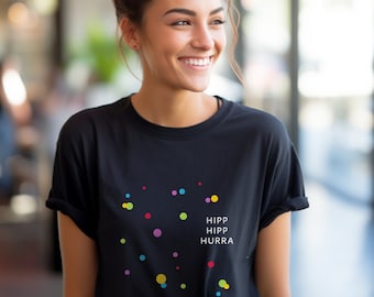 Confetti T-shirt for women Hip Hip Hooray, Party Happy T-shirt, Positive T-shirt Carnival Confetti in the Heart Shirt