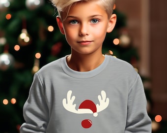 Weihnachtspullover für Kinder mit Rentier, Unisex Kinder Pulli Weihnachten, Familienpullover Weihnachten, Kinder Sweatshirt Weihnachten
