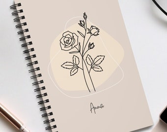 Birth flower personalized notebook with name - gift girlfriend notebook blank dotted lined notebook personalized