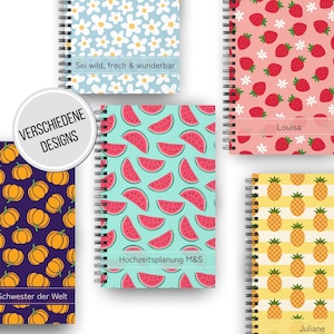 Cuaderno personalizado con nombre colorido - regalo novia cuaderno en blanco punteado rayado cuaderno personalizado regalo colega