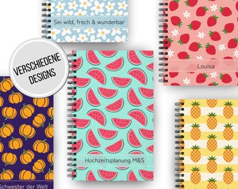 Personalized notebook with name colorful - gift girlfriend notebook blank dotted lined notebook personalized gift colleague