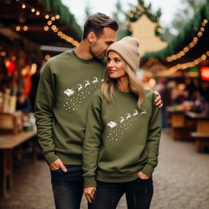 Couple Christmas sweater, Christmas sweater, unisex sweater, women's men's sweater, Christmas design, Christmas sleigh family outfit