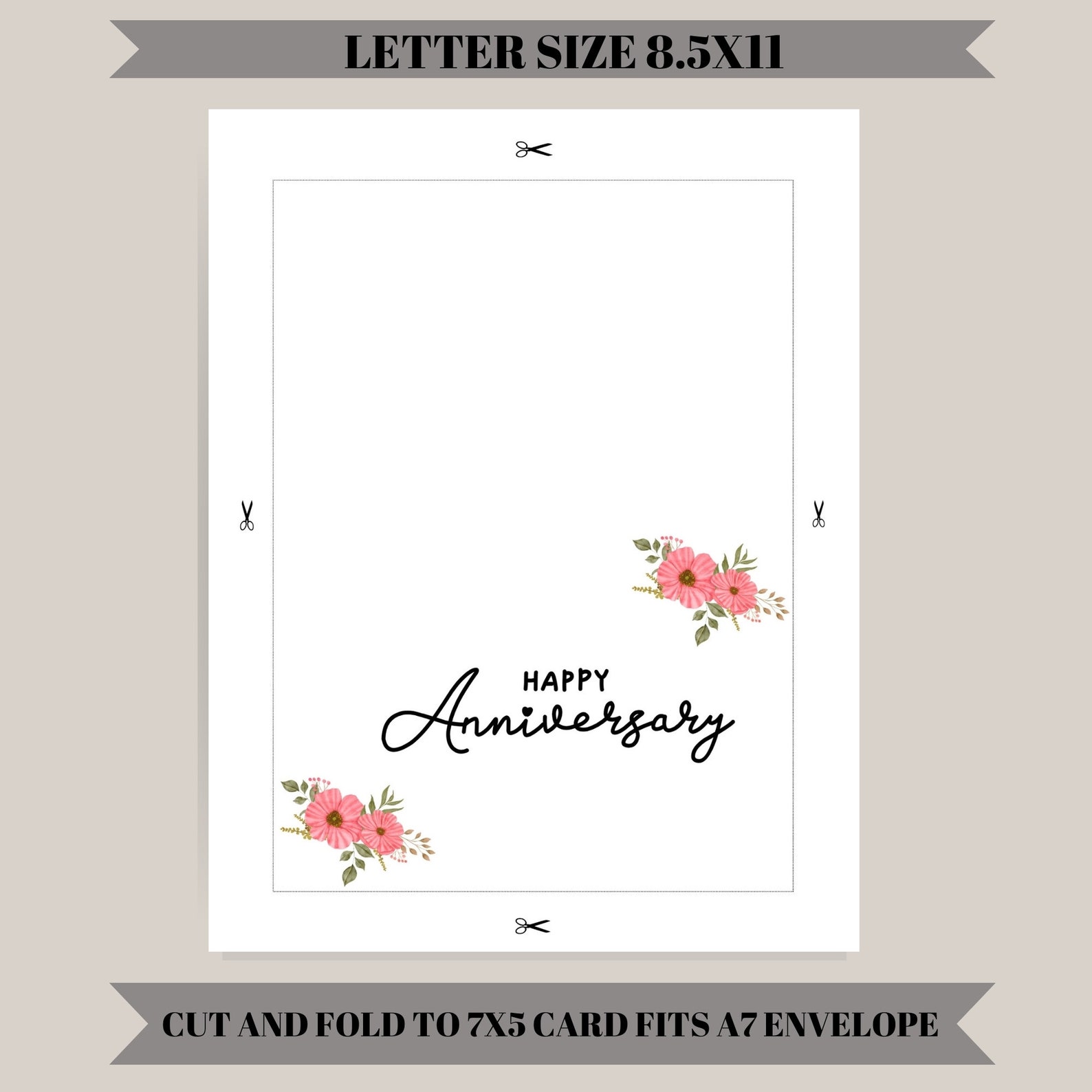 Printable Happy Anniversary Card / Instant Download PDF / Anniversary