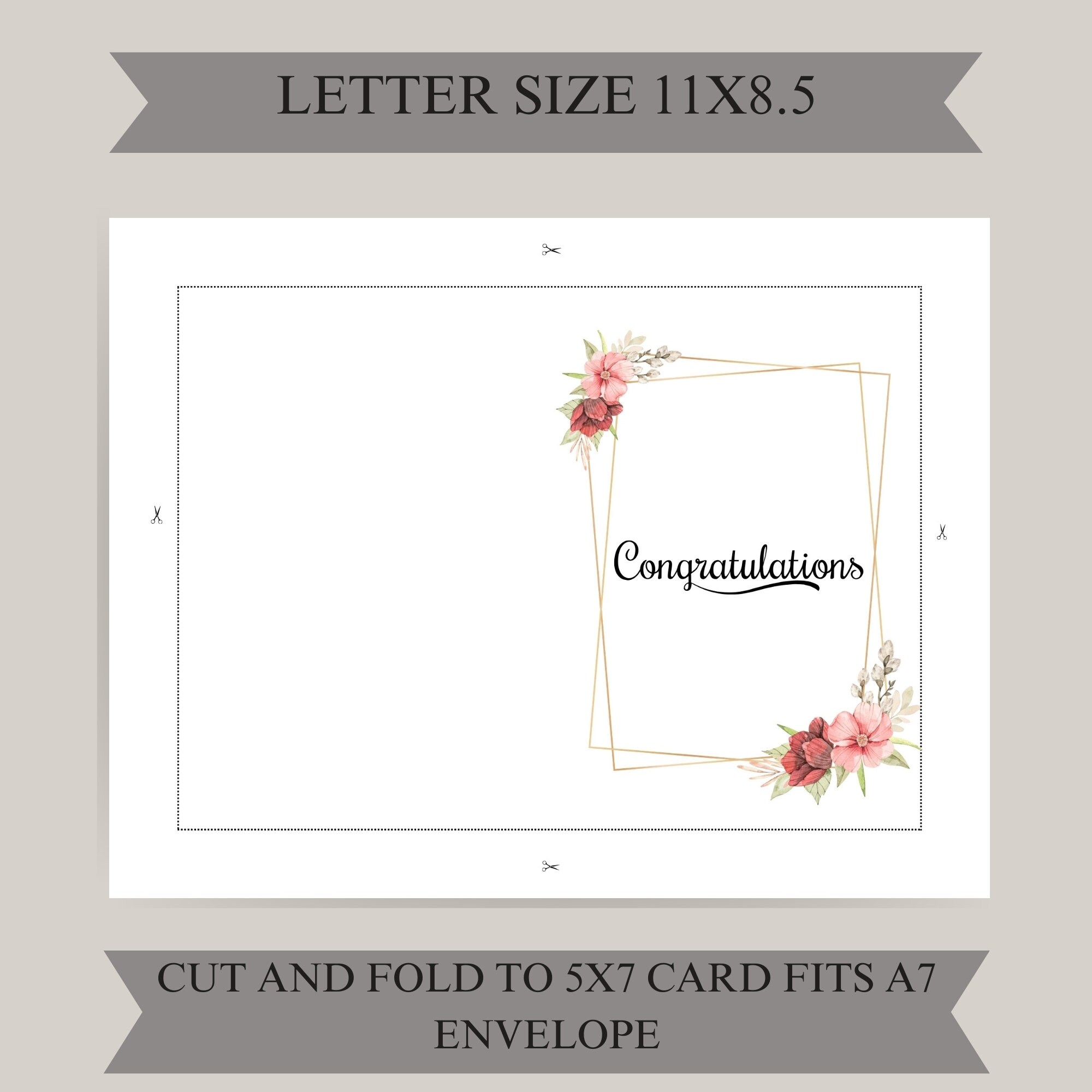 Congratulations Printable Card / Instant Download PDF / Card Template