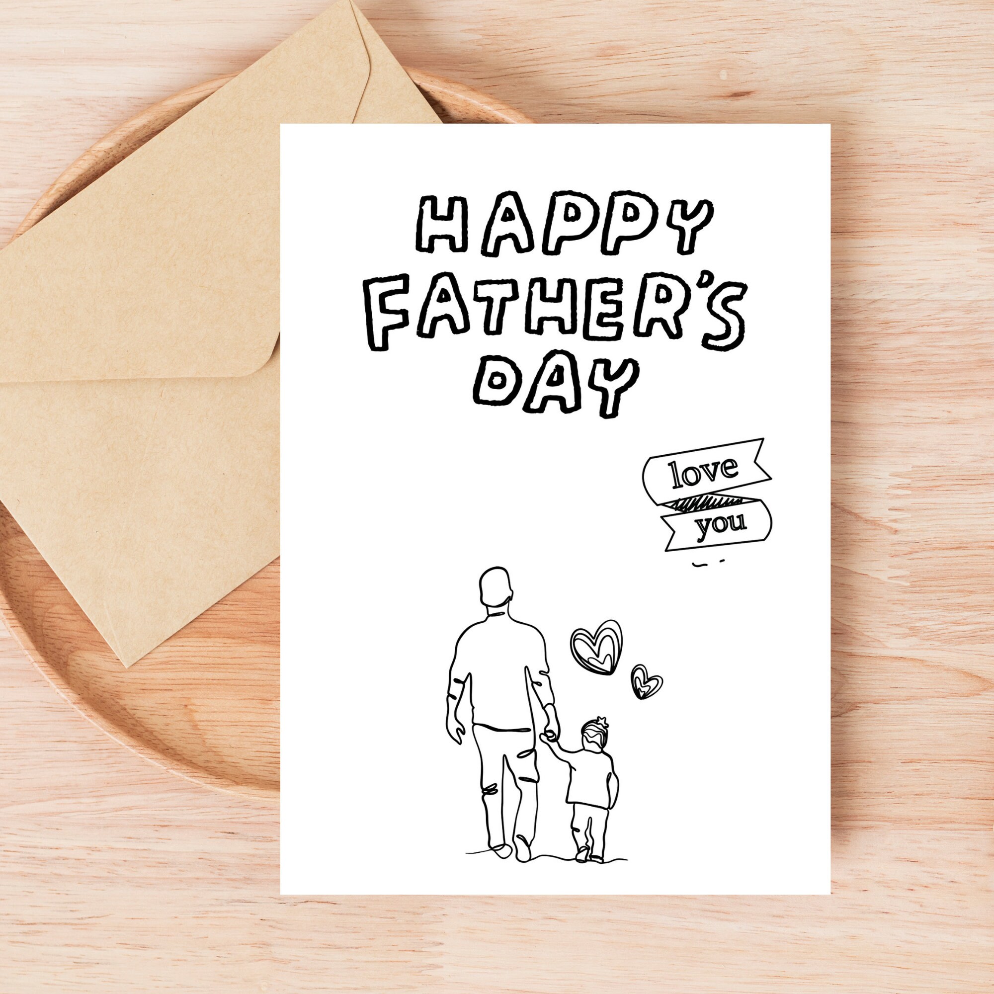 PRINTABLE Father's Day Coloring Cards Father's Day Cards Color Your Own ...
