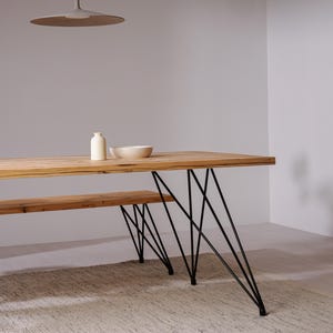 Table dining table handmade from old solid wood planks, plank table, model X-Adjustable black