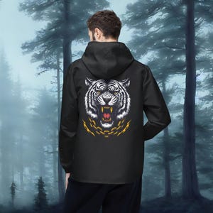 Tiger Print Windbreaker Jacket: Lightweight Outdoor Camping Coat