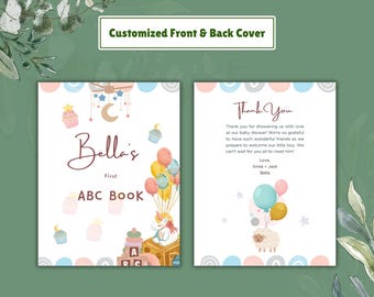 Blank ABC Book Baby's First ABC Book Personalized ABC Coloring Book Baby Shower Guest Book 2 Sizes Included Instant Download