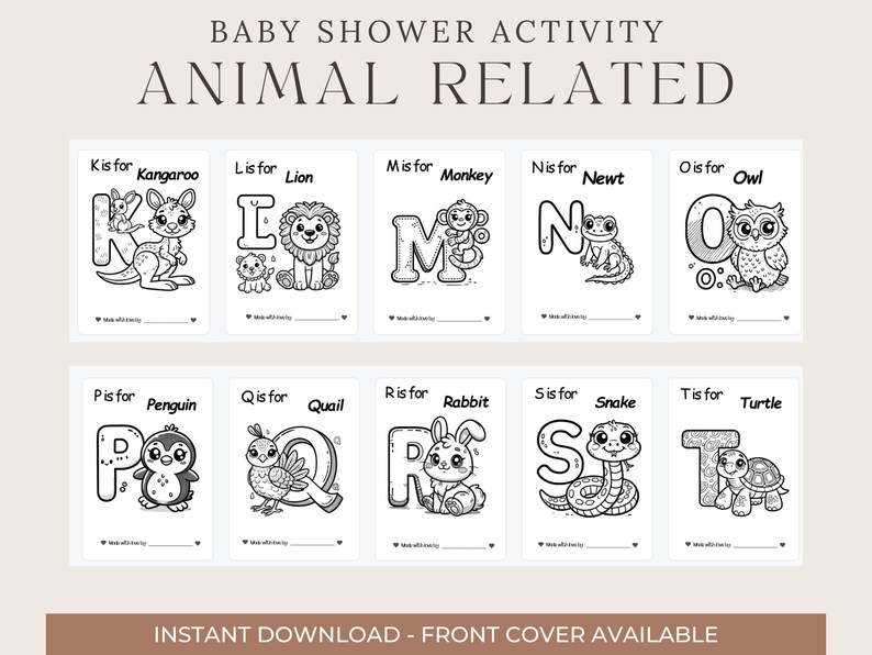 ABC Coloring Book Baby Shower ABC Book 26 Printable Pages Downloadable ...
