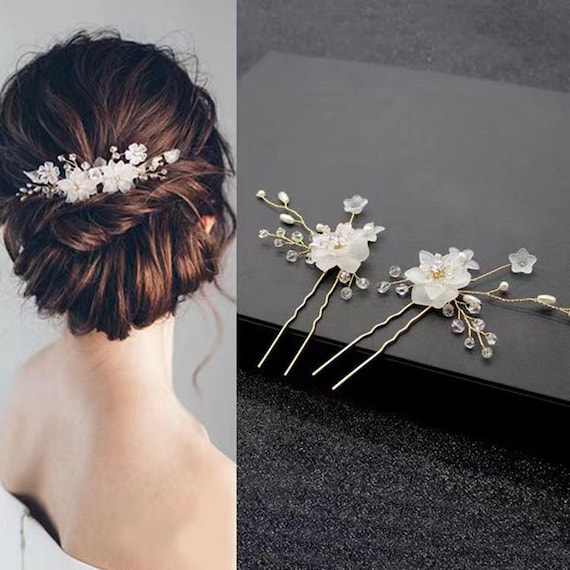 Flower Bridal Hair Pins, Wedding Hair Accessories Set, Bridal