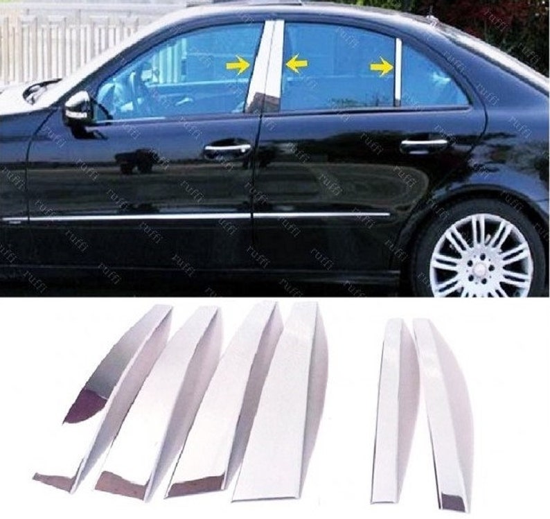 For Mercedes C Class W203 20012007 Chrome Door Pillar Post Trim 6 Pcs