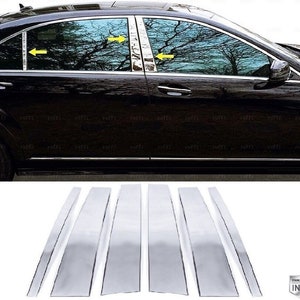 For Mercedes S class W221 SEDAN (SWB CHASSIS) (2005-2013) Chrome Door Pillar Trim 6 pcs. Stainless Steel